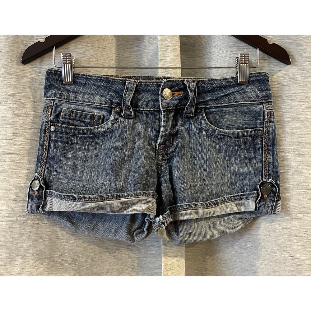 Y2K Low Rise Denim Shorts Micro Mini Grunge Boho Festival Hot Girl Summer Size 3